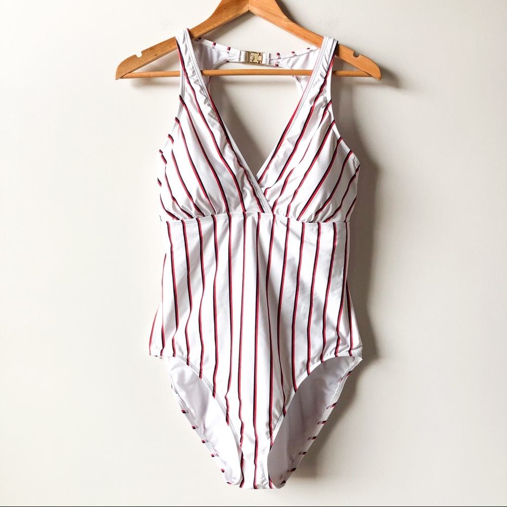 Lauren Ralph Lauren Dylan Striped One Pc Swimsuit - Picture 1 of 8